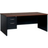 Hirsh Industries® Modular Steel Desk - Single Left Pedestal - 72 x 36 - Black/Walnut