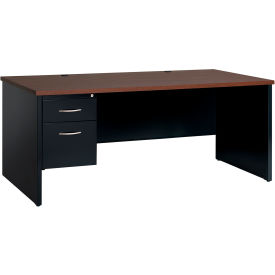 Hirsh Industries® Modular Steel Desk - Single Left Pedestal - 72 x 36 - Black/Walnut