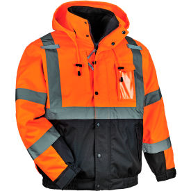 Ergodyne® GloWear® 8381 Hi-Vis 4-in-1 Winter Bomber Jacket Medium Orange