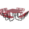 Global Industrial™ 46"" Square Picnic Table with Backrests Expanded Metal Red