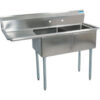 BK Resources® 2-Compartment Sink 18X18X12 Deep 8 Faucet Holes 18L Drainboards