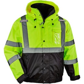 Ergodyne® GloWear® 8381 Hi-Vis 4-in-1 Winter Bomber Jacket Large Lime