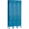 Global Industrial Paramount® 3-Tier 9 Door Locker 36""W x 15""D x 78""H Blue Unassembled