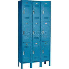 Global Industrial™ Paramount® 3-Tier 9 Door Locker 36""W x 15""D x 78""H Blue Unassembled