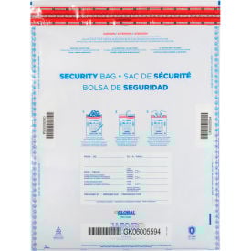 Global Industrial™ FraudStopper™ Tamper Evident Deposit Bag 15""W x 20""H Clear 100/Pack