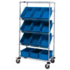 Global Industrial™ Easy Access Slant Shelf Chrome Wire Cart 12 6""H Grid Containers BL 36x18x63