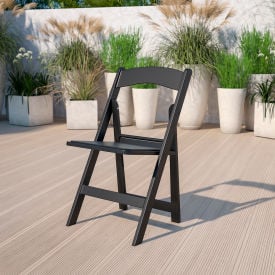 Flash Furniture Resin Folding Chair with Vinyl Seat - Black