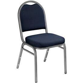 NPS Banquet Stacking Chair - 2"" Fabric Seat - Dome Back - Blue Seat with Silver Frame