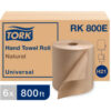 Tork Universal Hardwound Roll Towel 1-Ply 7 4/5"" W x 800ft Natural 6/Case - RK800E