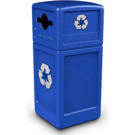 PolyTec™ Recycling Can w/Dome Lid Mixed Recycling 42 Gallon Blue