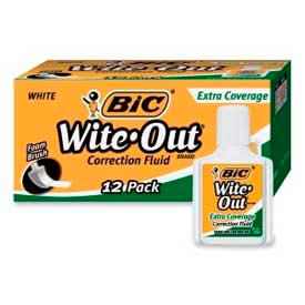 Bic® Wite-Out® Extra Coverage Correction Fluid Foam Applicator 20 ml White 12/Dozen