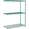 Nexel® 3 Shelf, Poly-Green® Wire Shelving Unit, Add-On, 30"W x 18"D x 54"H