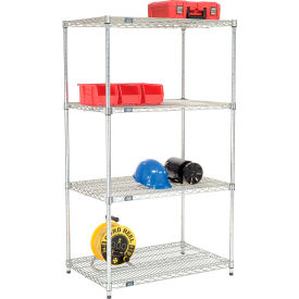 Nexel® 4 Shelf Poly-Z-Brite® Quick Adjust Wire Shelving Unit Starter 36""W x 24""D x 63""H