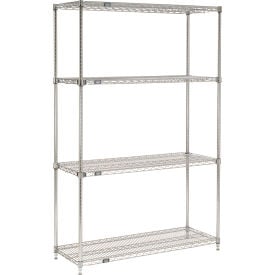 Nexel® 4 Shelf Chrome Quick Adjust Wire Shelving Unit Starter 60""W x 24""D x 54""H