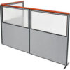 Interion® Deluxe Freestanding 3-Panel Corner Divider w/Partial Window 60-1/4""W x 73-1/2""H Gray