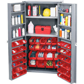 Global Industrial™ Bin Cabinet Deep Door 72 RD Bin Shelves 16 Ga Unassembled Cabinet 38x24x72