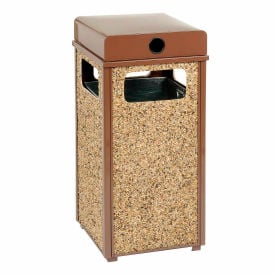 Global Industrial™ Stone Panel Trash Weather Urn Brown 12 Gallon 13-1/2"" Square x 35""H