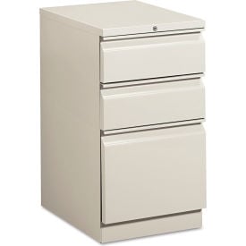 HON® Efficiencies Mobile Box/Box/File Pedestal 15""W x 19.88""D x 28""H Light Gray