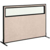 Interion® Freestanding Office Partition Panel with Partial Window 60-1/4""W x 42""H Tan