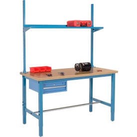 Global Industrial™ 96x30 Production Workbench Shop Top Square Edge - Drawer Upright & Shelf BL