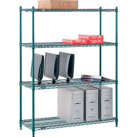 Nexel® 4 Shelf Poly-Green® Wire Shelving Unit Starter 48""W x 12""D x 86""H