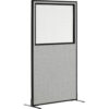 Interion® Freestanding Office Partition Panel with Partial Window 24-1/4""W x 96""H Gray