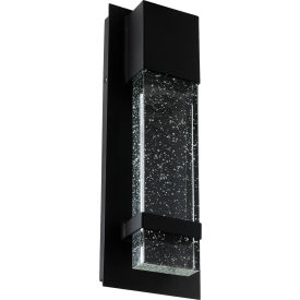 Sunlite LED Wall Sconce w/ Rain Glass Panel 13-3/4"" Tall 6-1/2"" Wide 12W Black Finish Warm White