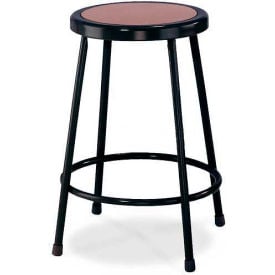 Interion® 24""H Steel Work Stool with Hardboard Seat - Backless - Black - Pack of 2