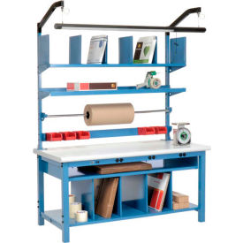 Global Industrial™ Complete Packing Workbench W/Power Apron Laminate Safety Edge 72""W x 30""D