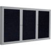 Ghent Enclosed Bulletin Board 3 Door 96""W x 48""H Confetti Recycled Rubber/Silver Frame