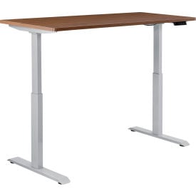 Interion® Electric Height Adjustable Desk 60""W x 30""D Walnut W/ Gray Base