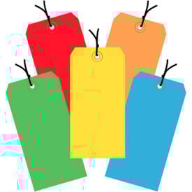 Global Industrial Shipping Tag Pre Strung #5 4-3/4""L x 2-3/8""W Assorted Colors 1000/Pk