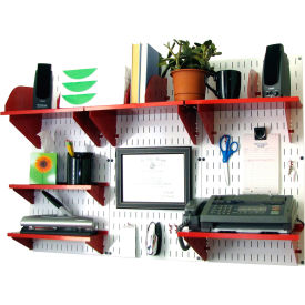 Wall Control Office Wall Mount Desk Storage and Organization Kit White/Red 48"" X 32"" X 12""