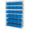 Global Industrial™ Chrome Wire Shelving With 24 8""H Grid Container Blue 48x18x74