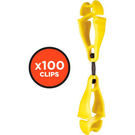 Ergodyne® 3420-BULK Squids® Swivel Glove Clip Holder Dual Clips 100-Pack Lime