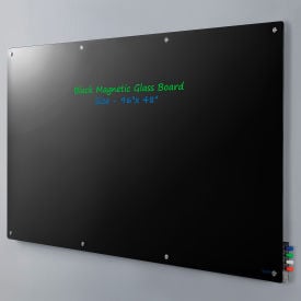 Global Industrial™ Magnetic Glass Dry Erase Board - 96 x 48 - Black
