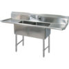 BK Resources® 2-Compartment Sink 18X18X12 Deep 8 Faucet Holes 18 Drainboardss