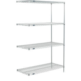 Nexel® 4 Shelf Poly-Z-Brite® Wire Shelving Unit Add On 72""W x 14""D x 86""H