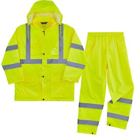 Ergodyne® GloWear® 8376K Lightweight Hi-Vis Rain Suit Class 3 Polyester XL Lime