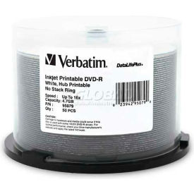 Verbatim® DVD-R 95079 16X Speed 4.7GB Inkjet/Hub Printable 50/Pk White