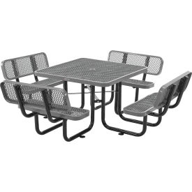 Global Industrial™ 46"" Square Picnic Table with Backrests Expanded Metal Gray