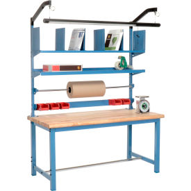 Global Industrial™ Packing Workbench W/Riser Kit Maple Butcher Block Safety Edge 60""W x 30""D
