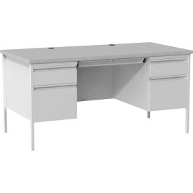 Lorell Double Pedestal Steel Desk - 60"" x 30"" - Gray