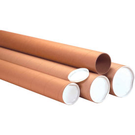 Heavy Duty Mailing Tubes With Caps 4"" Dia. x 60""L 0.125"" Thick Kraft 12/Pack