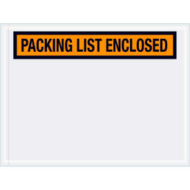 Panel Face Envelopes ""Packing List Enclosed"" Print 6""L x 4-1/2""W Orange 1000/Pack