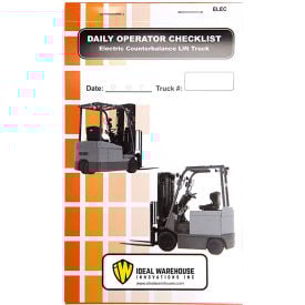 Replacement Checklist 70-1076 for Ideal Warehouse Electric Counterbalance Forklift Checklist Caddy