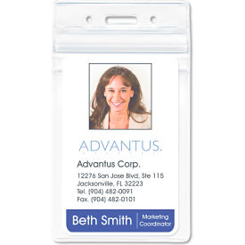 Advantus® PVC-Free Badge Holders Vertical 3"" x 4"" Clear 50/Pack
