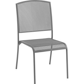 Global Industrial™ Outdoor Caf Armless Stacking Chair Steel Mesh Gray 4 Pack