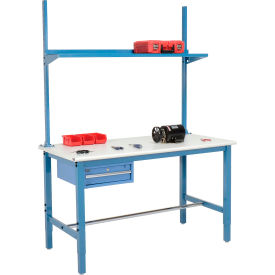 Global Industrial™ 72x36 Production Workbench ESD Safety Edge - Drawer Upright & Shelf BL