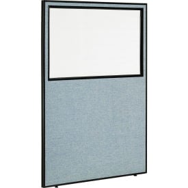 Interion® Office Partition Panel with Partial Window 48-1/4""W x 72""H Blue